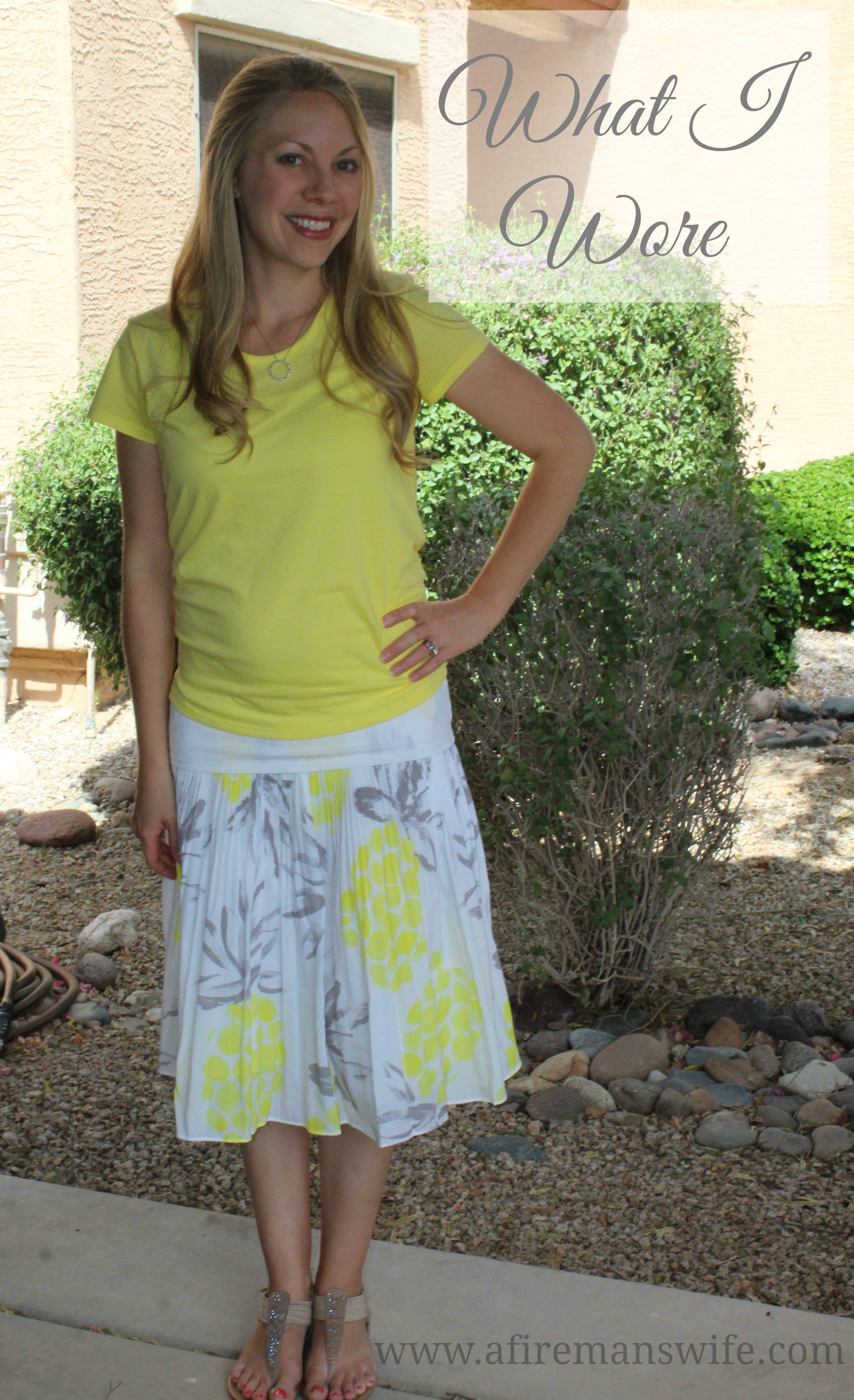 Gray skirt yellow clearance shirt