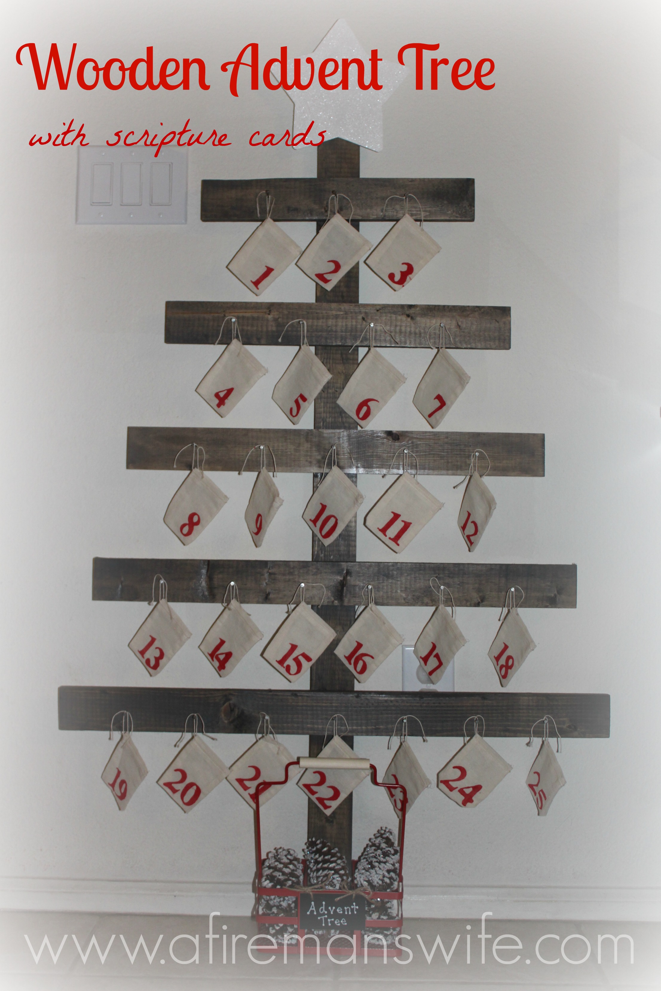 DIY Wooden Advent Tree With Scripture Cards