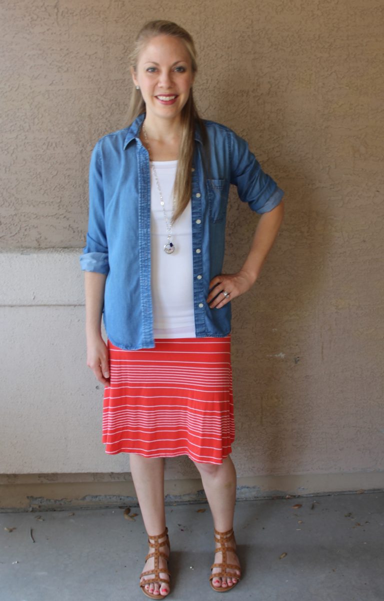 What I Wore ~ Jean Shirt and a Knit Skirt